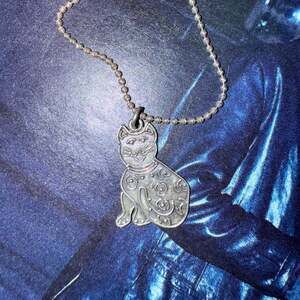 Artisan Silver Cat Pendant Necklace 18 In 925